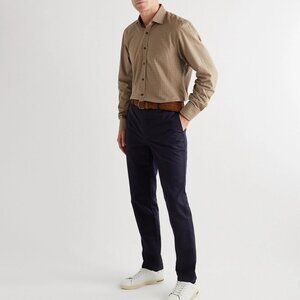 James Purdey & Sons Button-down Long-sleeved Tan Plaid Shirt, Men's XL, 17" neck